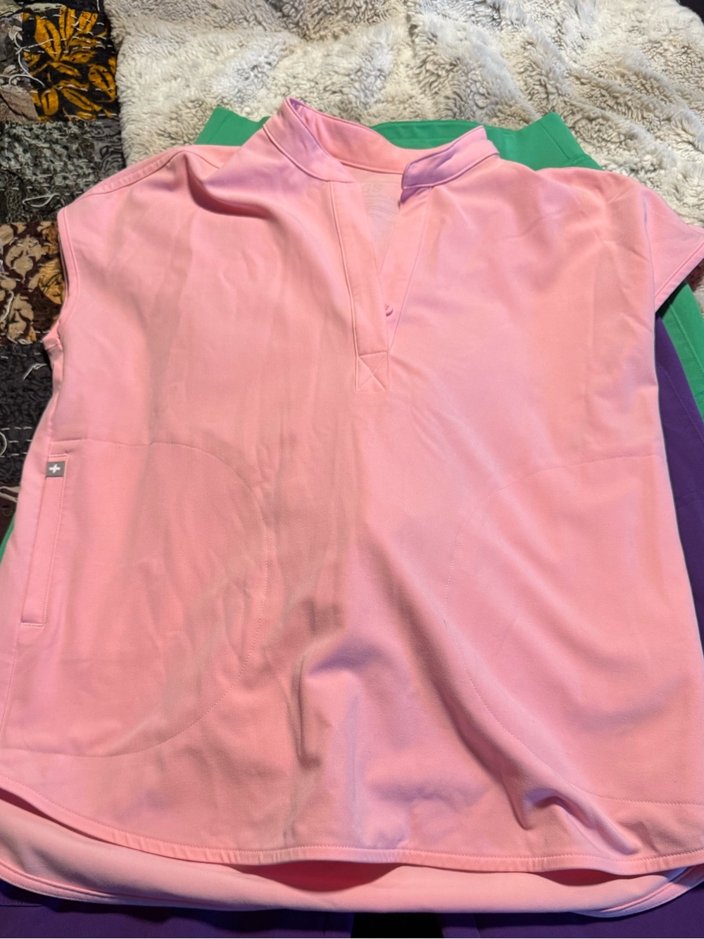 Rafaela Figs scrubs Pink Short-Sleeve V-Notch Top